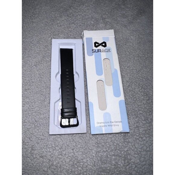 Black Leather Watch Band Replacement Strap 22 mm - Picture 1 of 8